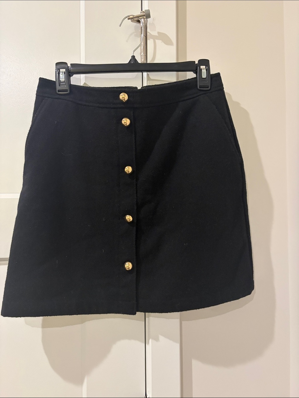 Loft Black Button-Front Mini Skirt